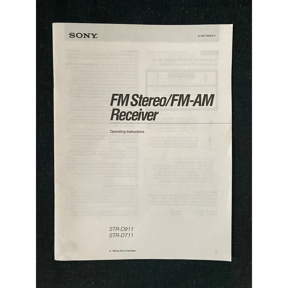 Sony STR-D711 STR-D911 Receiver Owners Manual